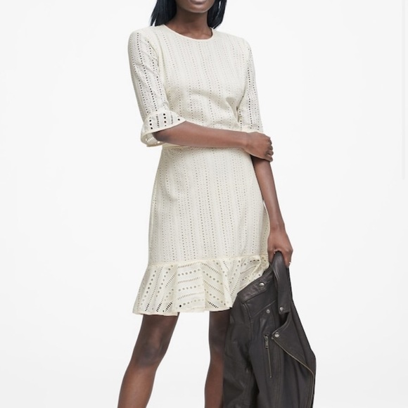 Banana Republic Dresses & Skirts - Banana Republic White Eyelet Fit-&-Flare Dress